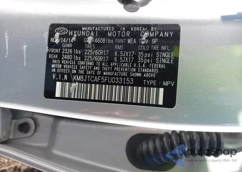 2015 Hyundai Tucson Gls z USA, uszkodzony, nr VIN KM8JTCAF5FU033153